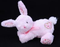 Carters Pink Bunny Rabbit with Floral Heart Rattle Plush Lovey